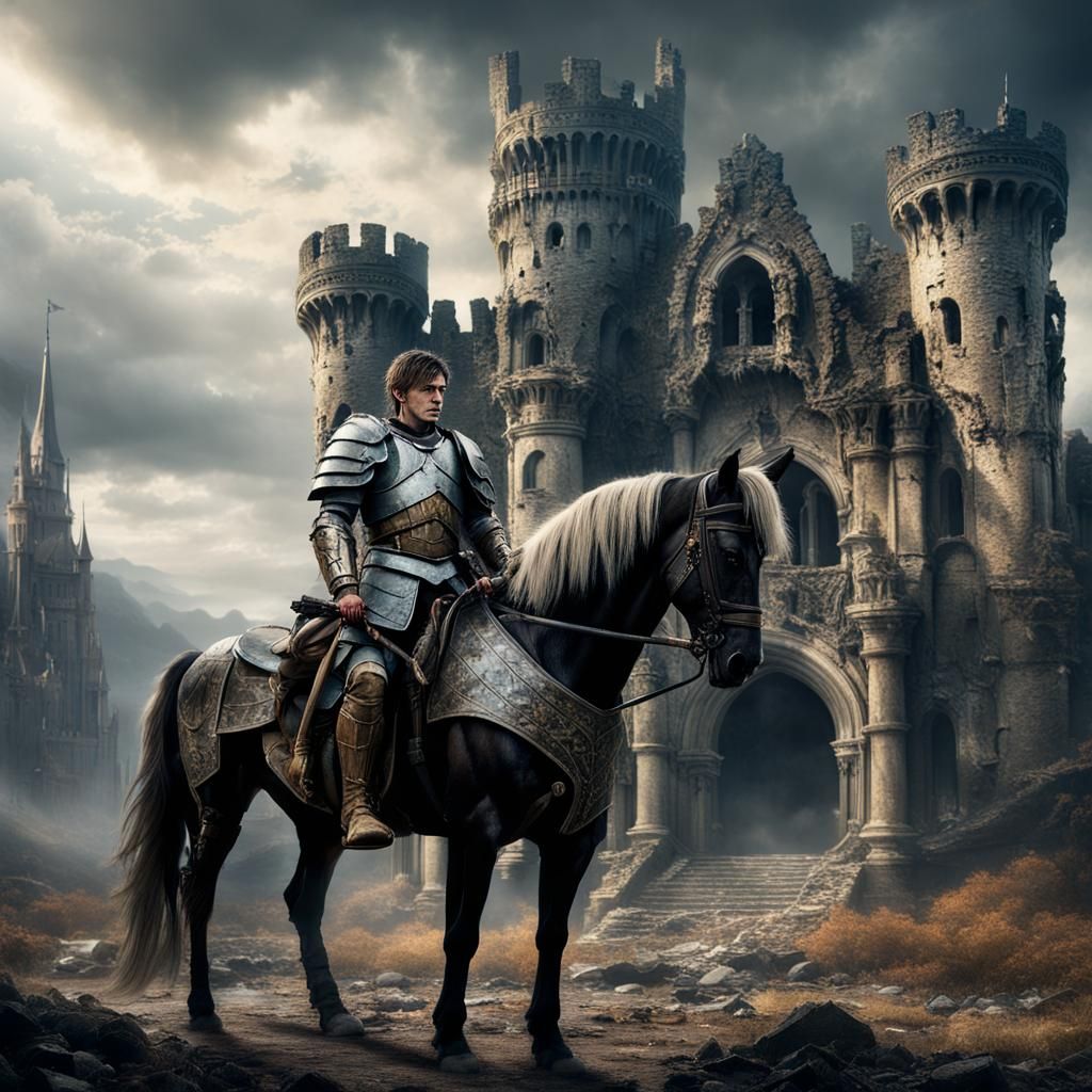 Armored Teen Warrior Defends Decaying Castle