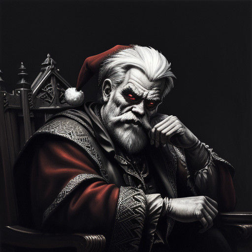 Evil Santa's Dark Descent in Baroque Oil Painting