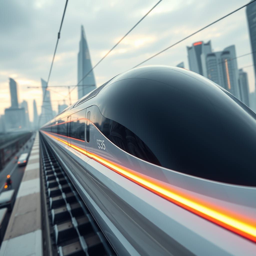 Futuristic Bullet Train in Neon Hues