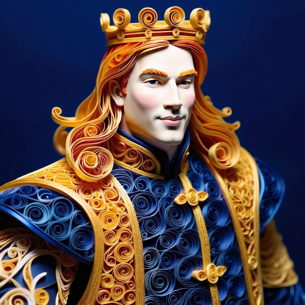 Prince Sun in Golden Attire: Quilling Art