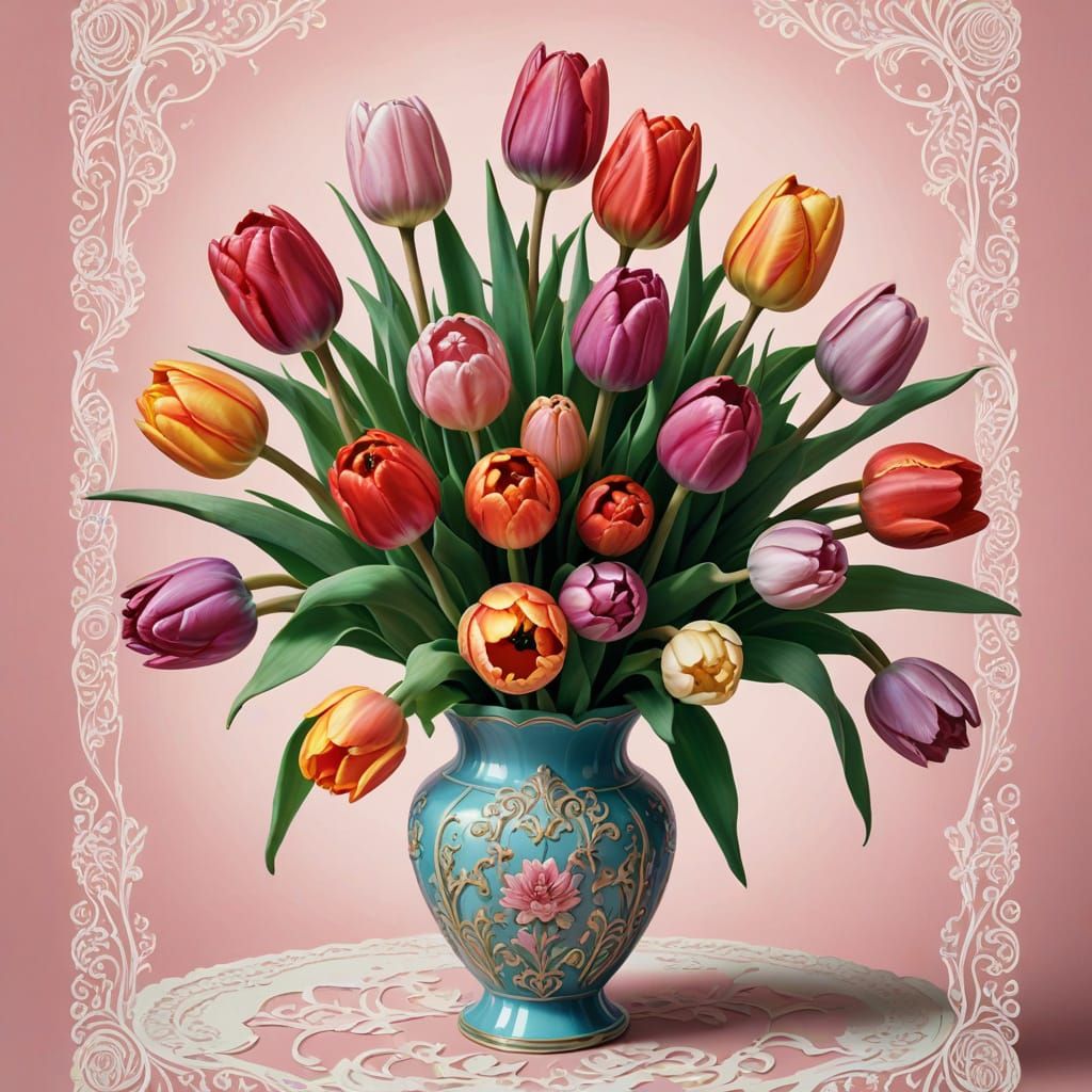 Playful Valentine's Day Card with Comic Book Tulips