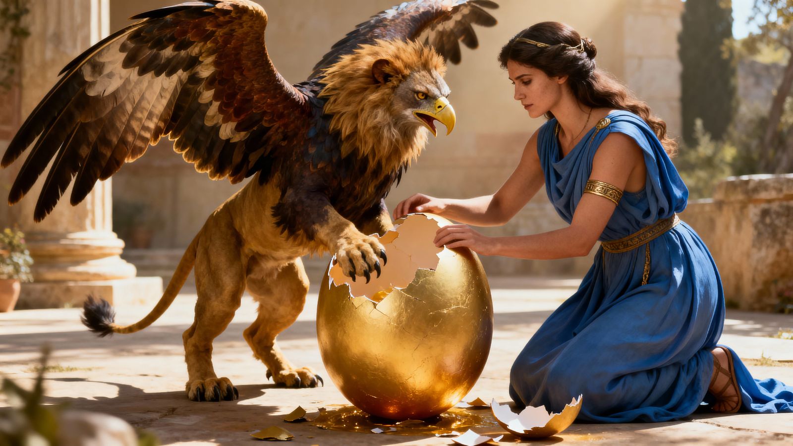 Ancient Greek Shaman Rescues Hatching Griffon from Golden Eg...