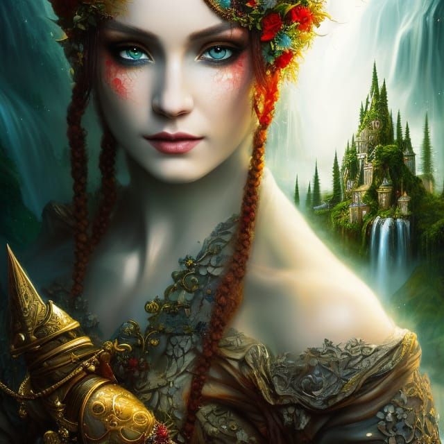 Red-Haired Elf in Tavern: Tolkien Fantasy Portrait