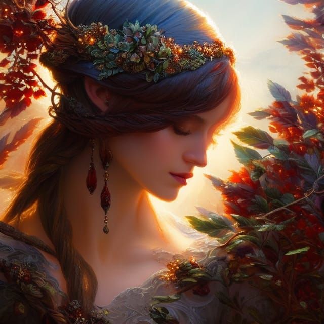 Red-Haired Elf in Tavern: Tolkien Fantasy Art