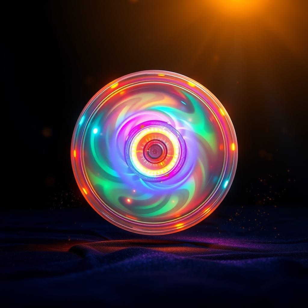 Dynamic LED Spinning Top in Vibrant, Iridescent Colors