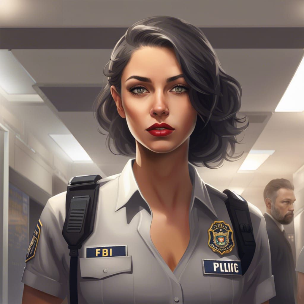 Attractive FBI Police Woman Portrait