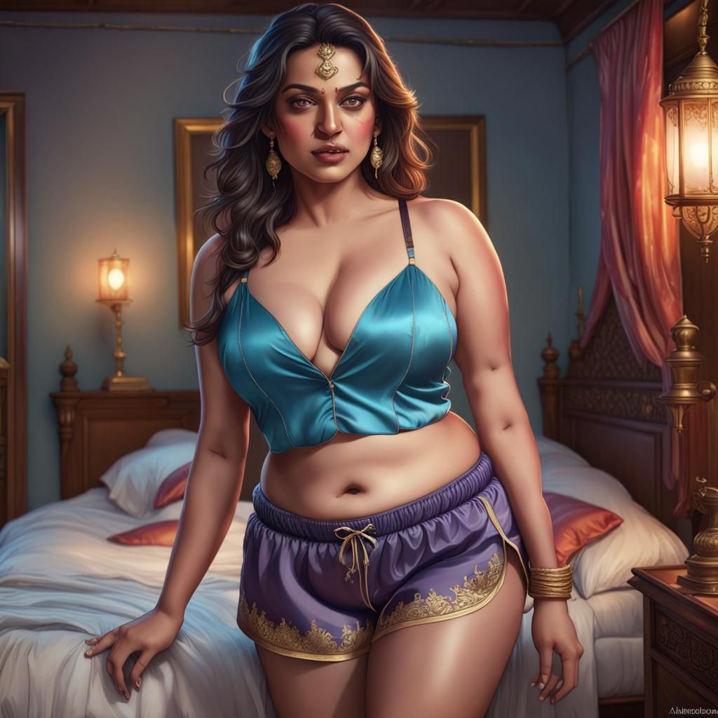 Curvy Indian Actress Portrait in Hyperdetailed Digital Art