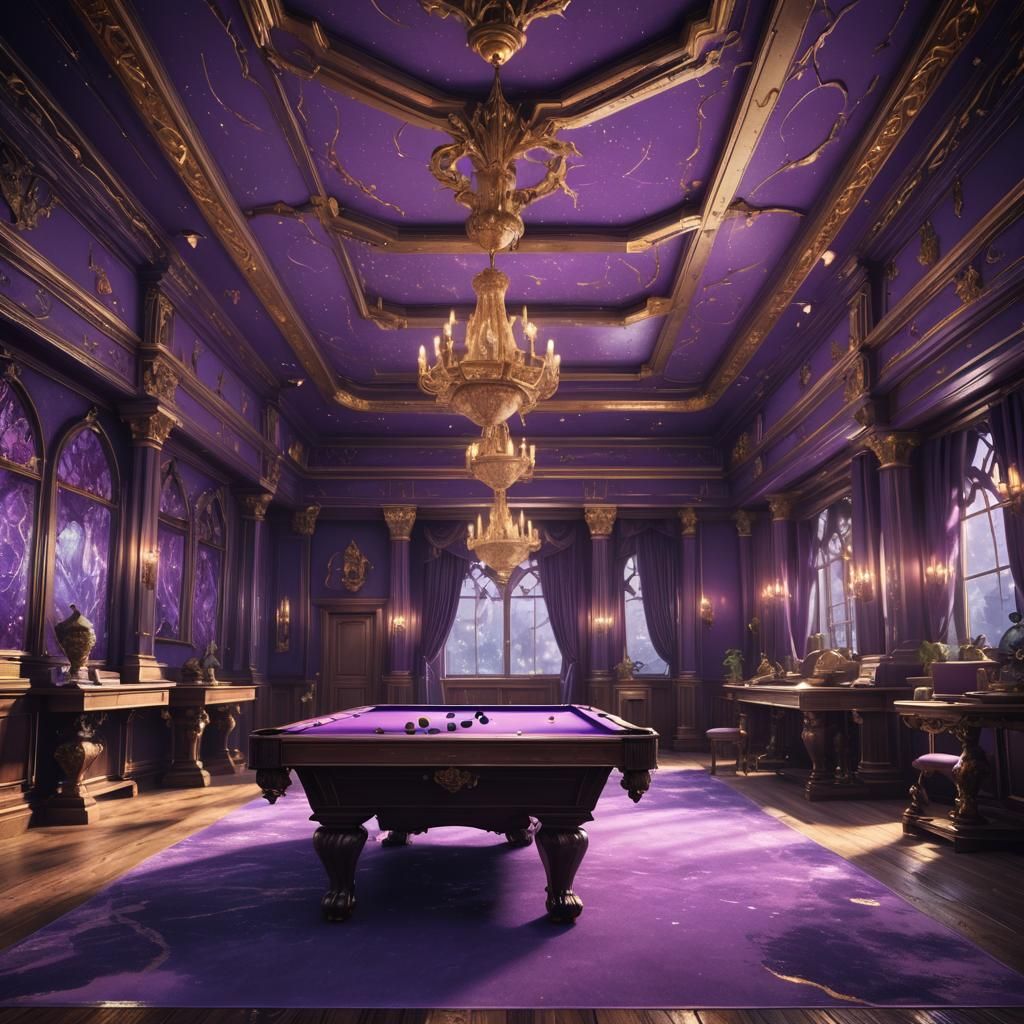 Purple Billiard Room: Detailed Matte Painting