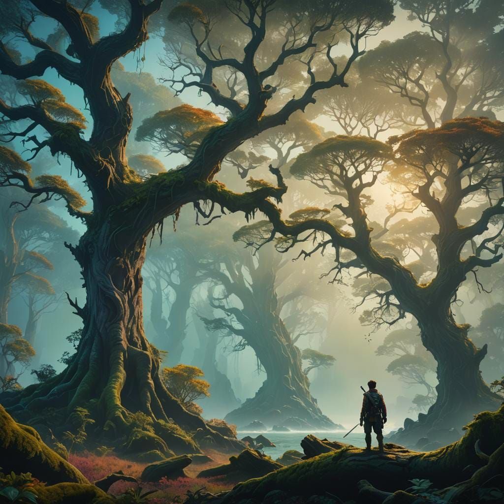 Hunter in Mysterious Forest: Fantasy Concept Art