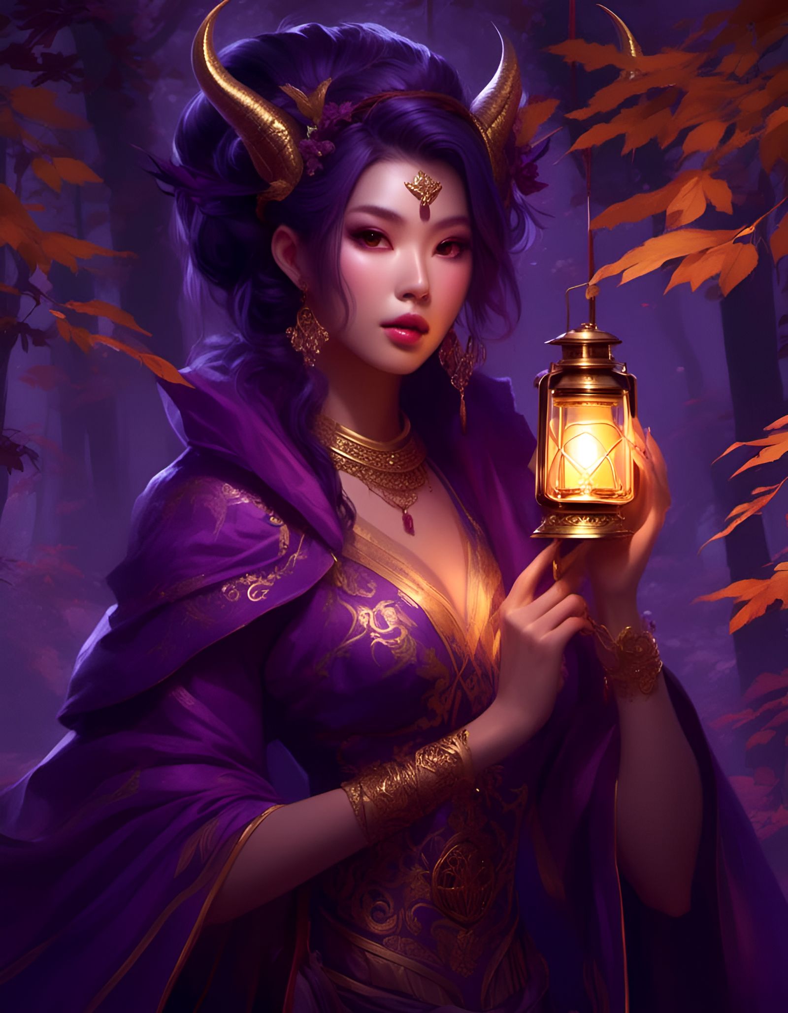Lantern Lady in Forest, Devilcore Style