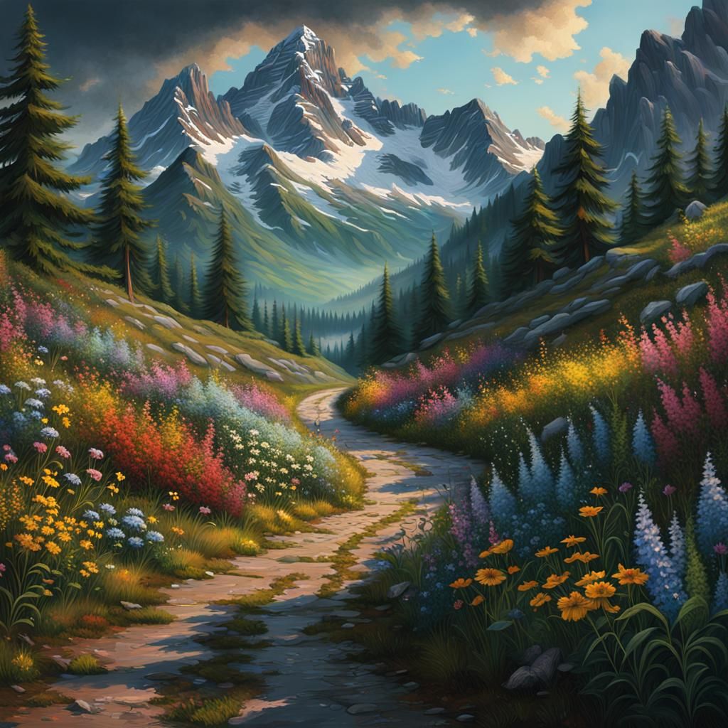 Scenic Mountain Road Inspired by Landscape Art