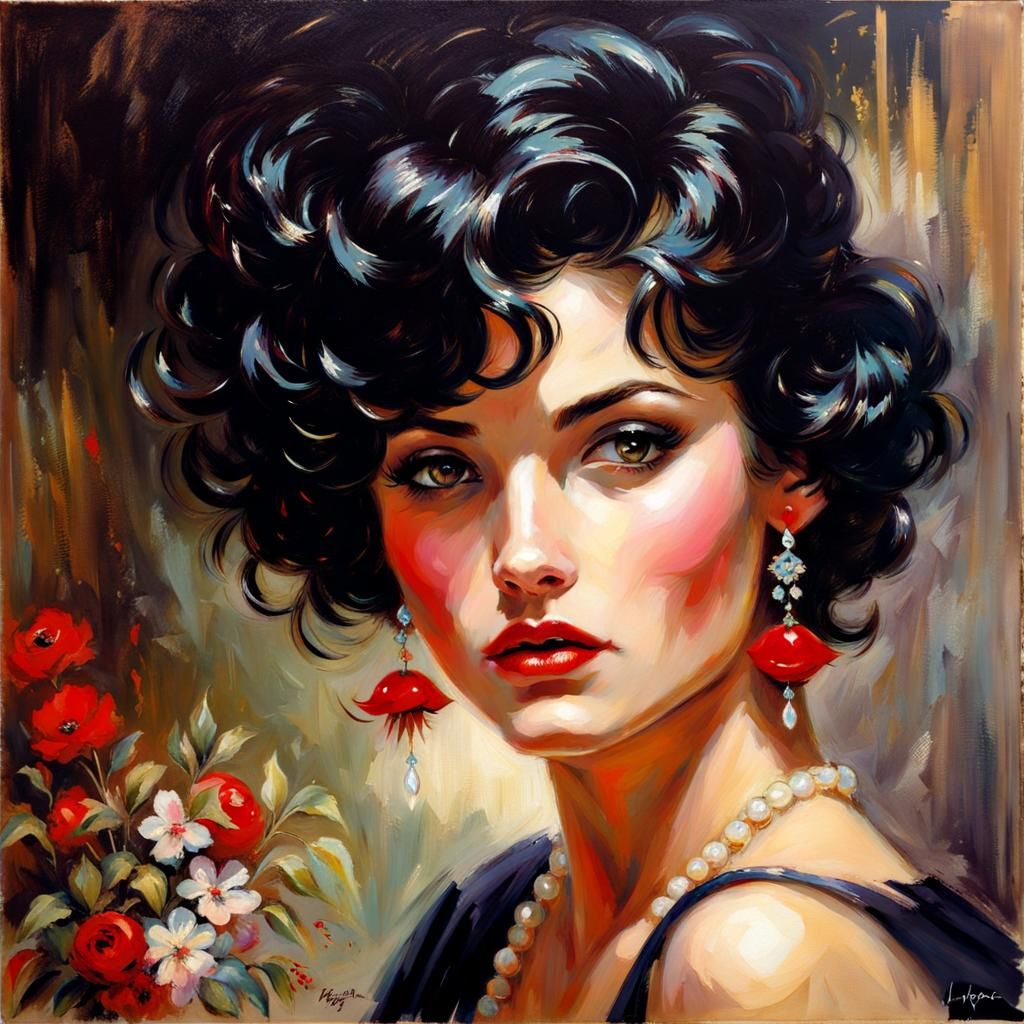 Ethereal French Bartender in a Royo-Inspired Style