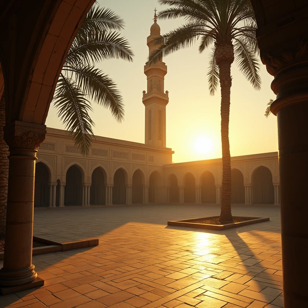 Al-Azhar Mosque at Sunrise: Cinematic Film Still