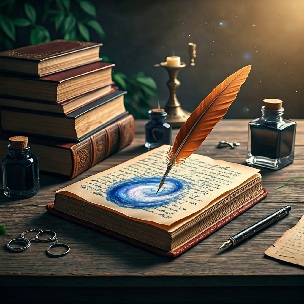 Ancient Book Reveals Celestial Secrets in Moonlit Study