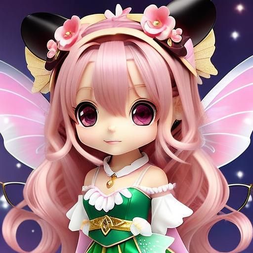 Cute Kawaii Fairy Girl in Anime Style