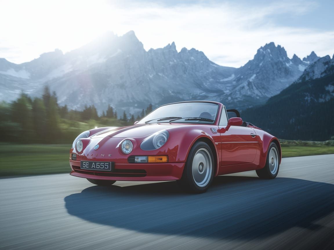 Red Alpine A610 Roadster in Tyrol Landscape