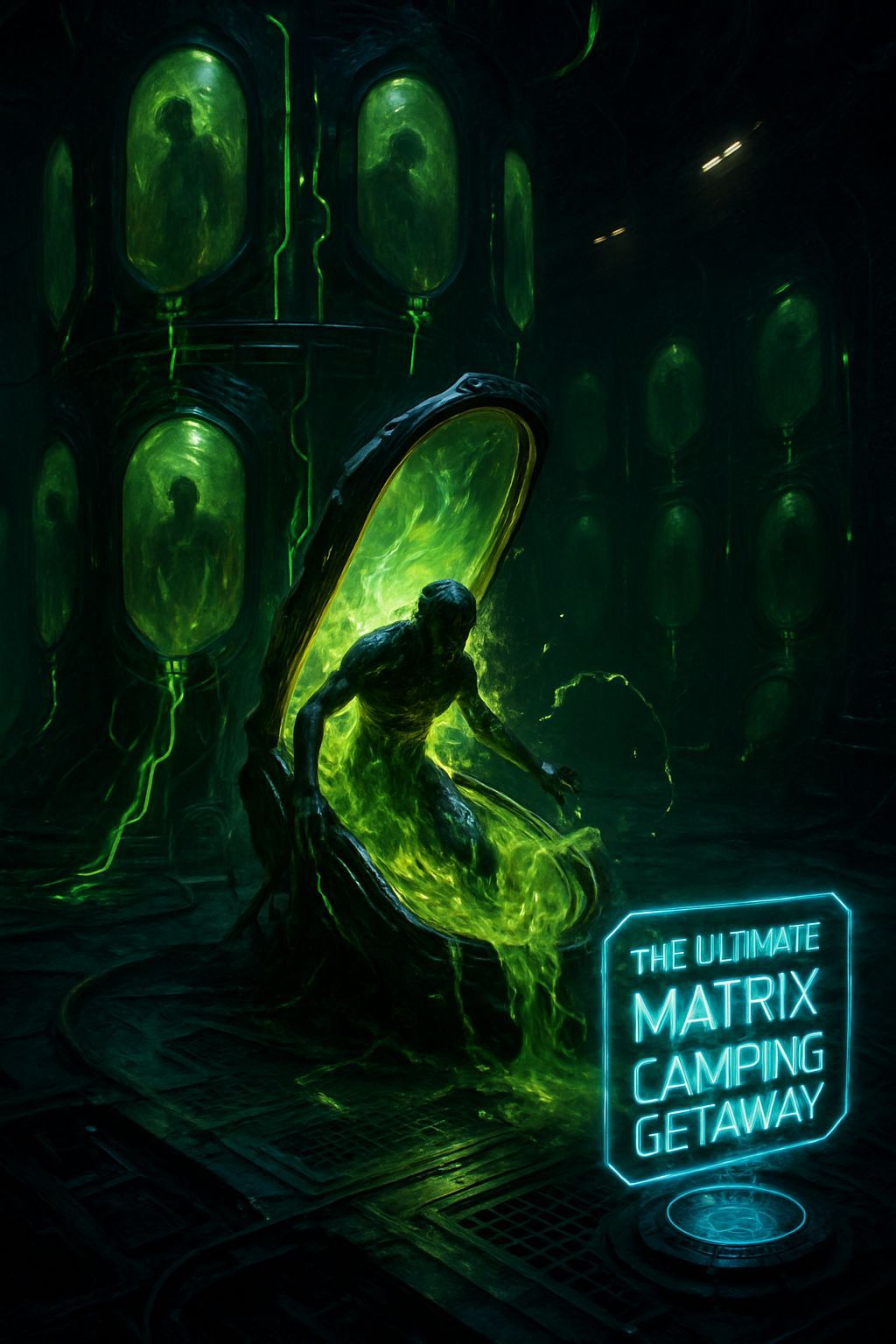 Sci-Fi Stasis Pods with Neon Plasma in Cinematic Style