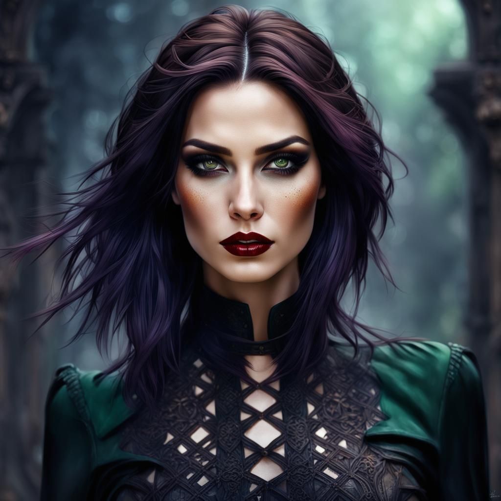 Gorgeous Brunette Woman in Dreamlike Gothic Portrait