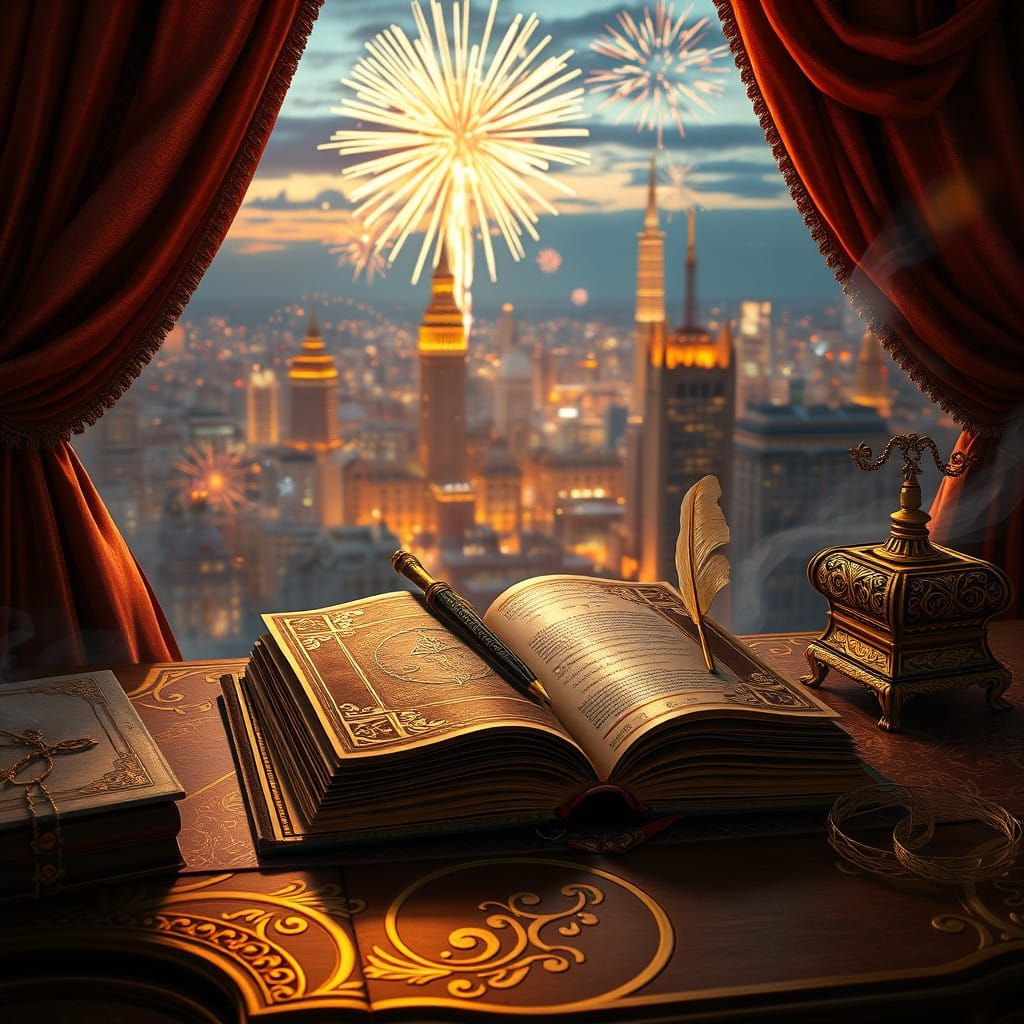 Mystical New Year Fantasy Scene in Matte Painting Style