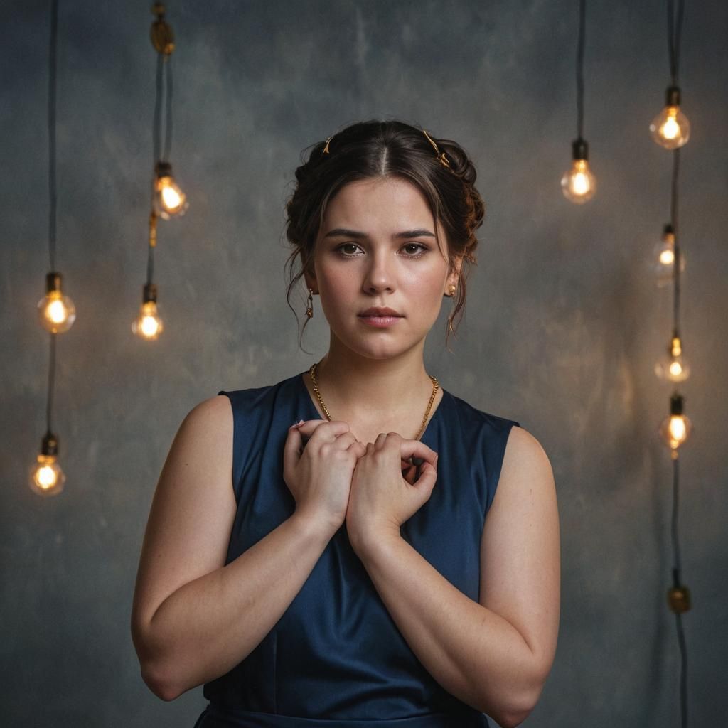 Elegant Brunette Portrait in Photo Studio: Rembrandt and Ver...