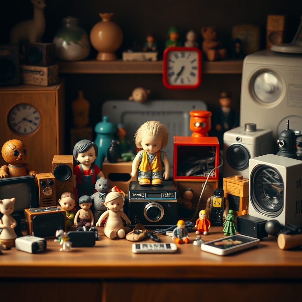 Nostalgic Toy Still Life in Golden Light