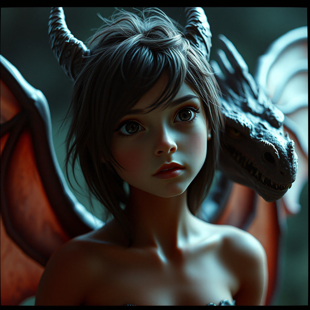 Half-Fairy Half-Dragon Creature in Cinematic Style