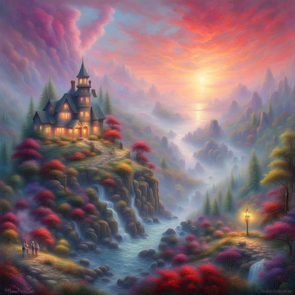 Dreamy Surreal Landscape in Neon Colors