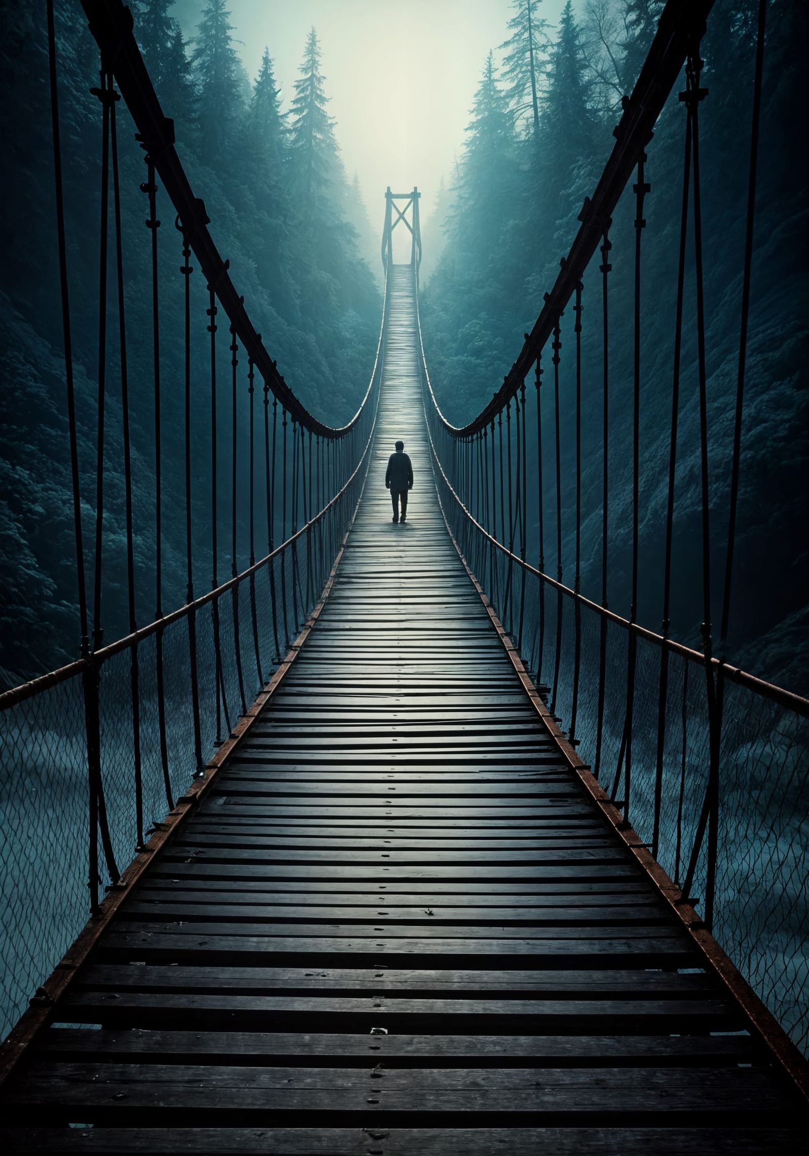 Suspension Bridge Over a River in a Terrifying Optical Illus...