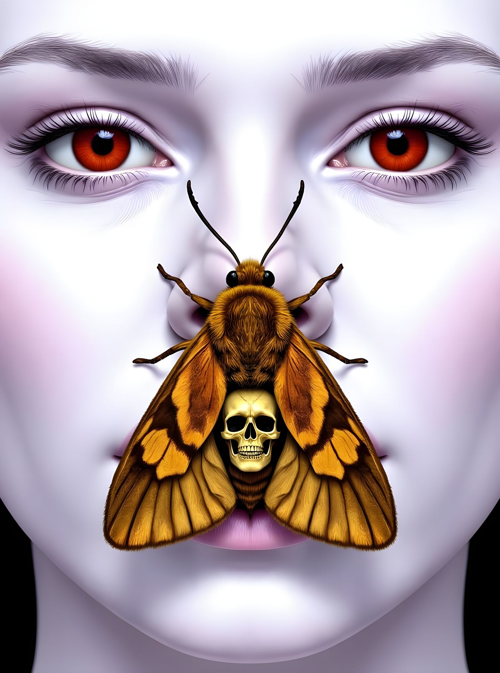 Close-up Portrait with Death's-Head Moth