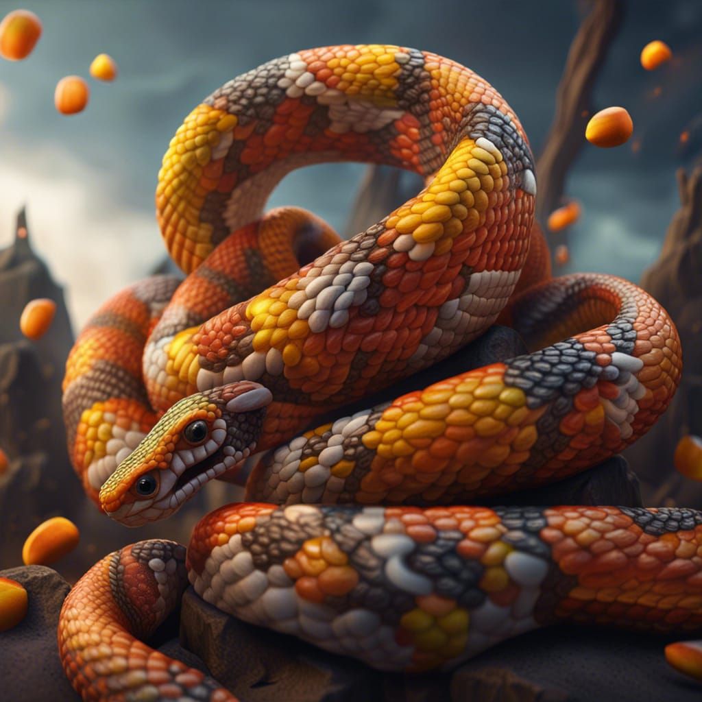 Detailed Candy Corn Snakes in Matte Painting