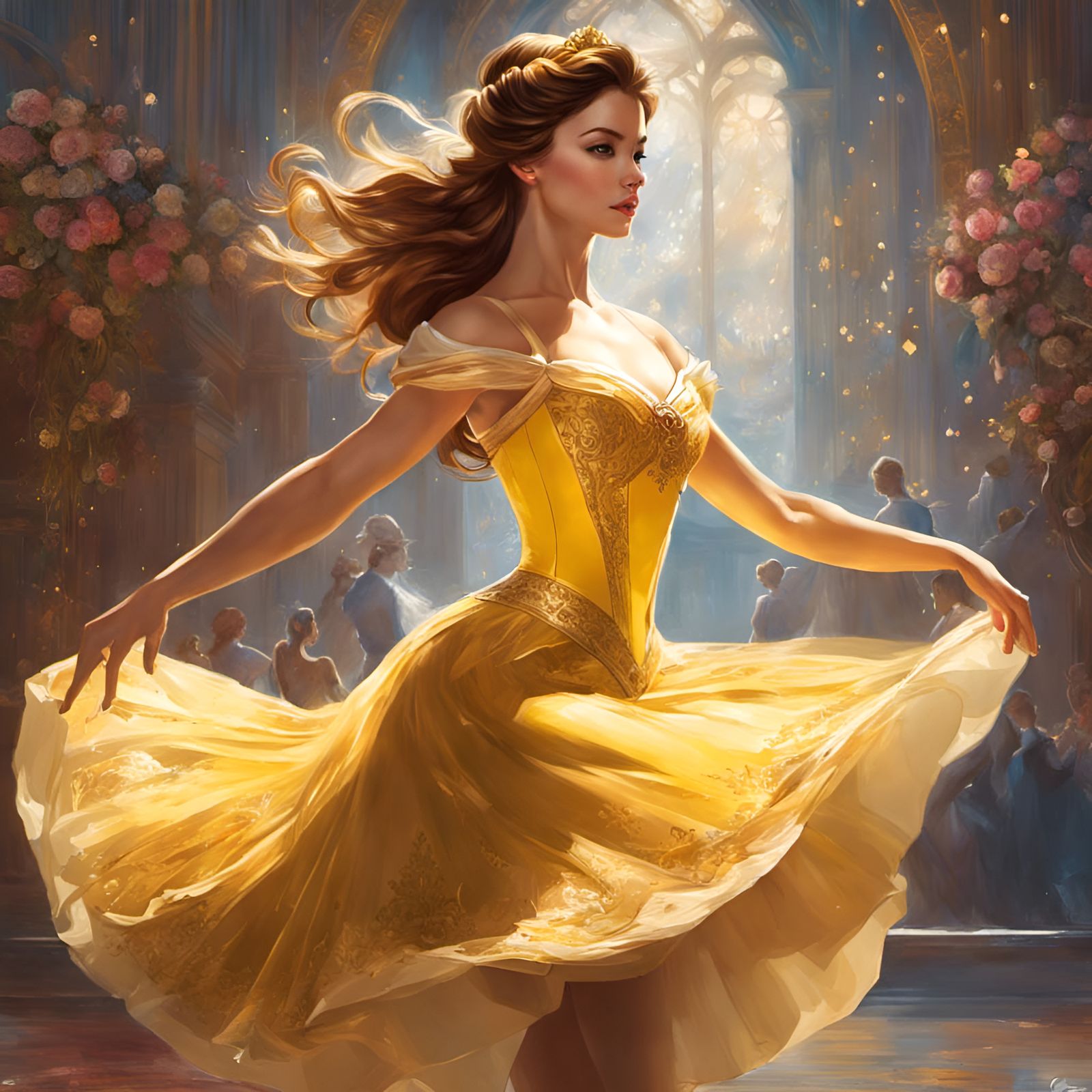 Princess Belle Ballet Portrait, Detailed Digital Art