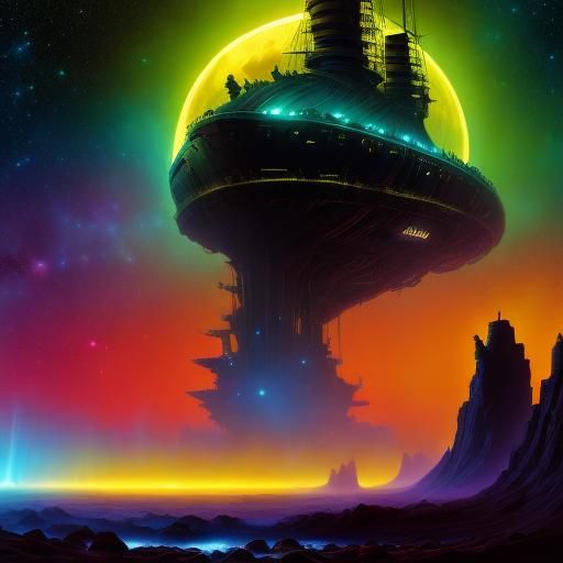 Alien Pirate Battles Kraken in Space Opera Style