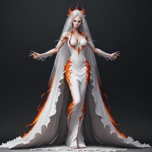 Bride in Burning Dress: Dark Fantasy Art