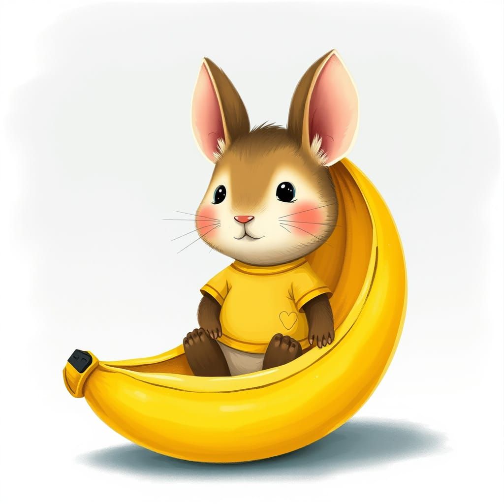 Monkey in a Banana Illustration