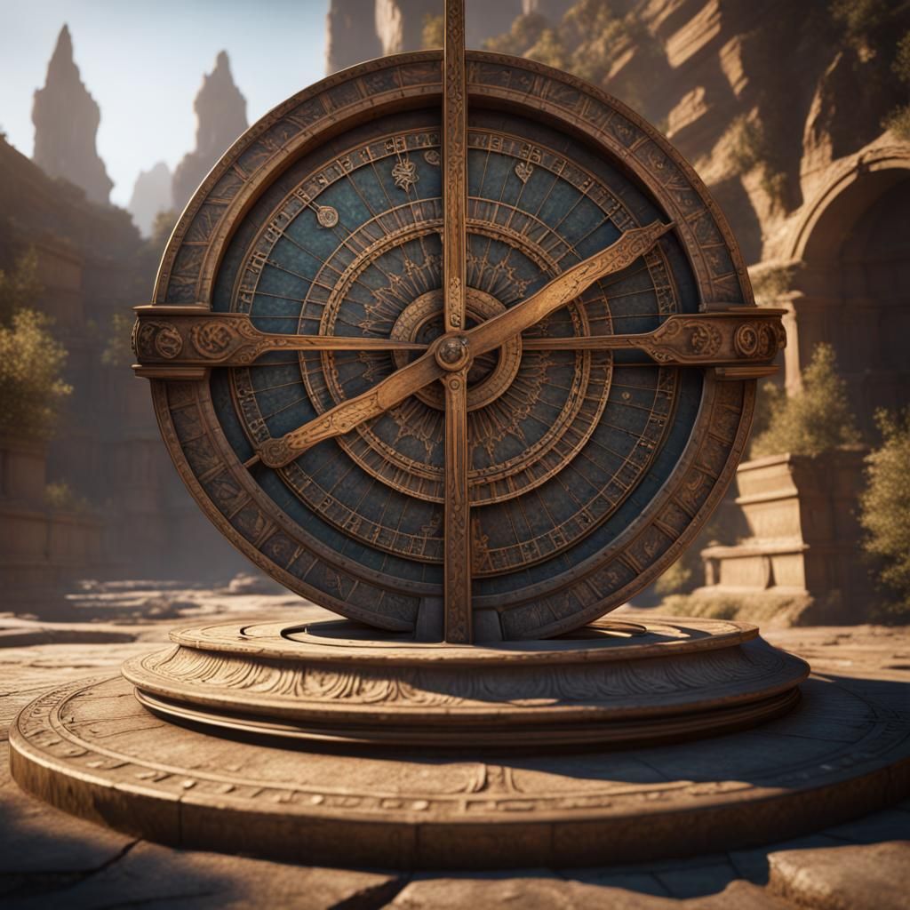 Fantastical Ancient Sundial in Detailed Matte Painting