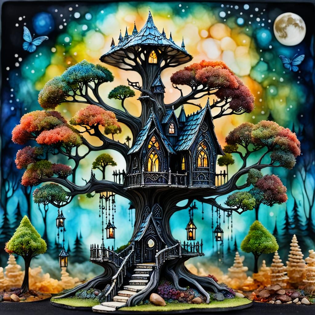 Gothic Fairy Tree House Made of Bone