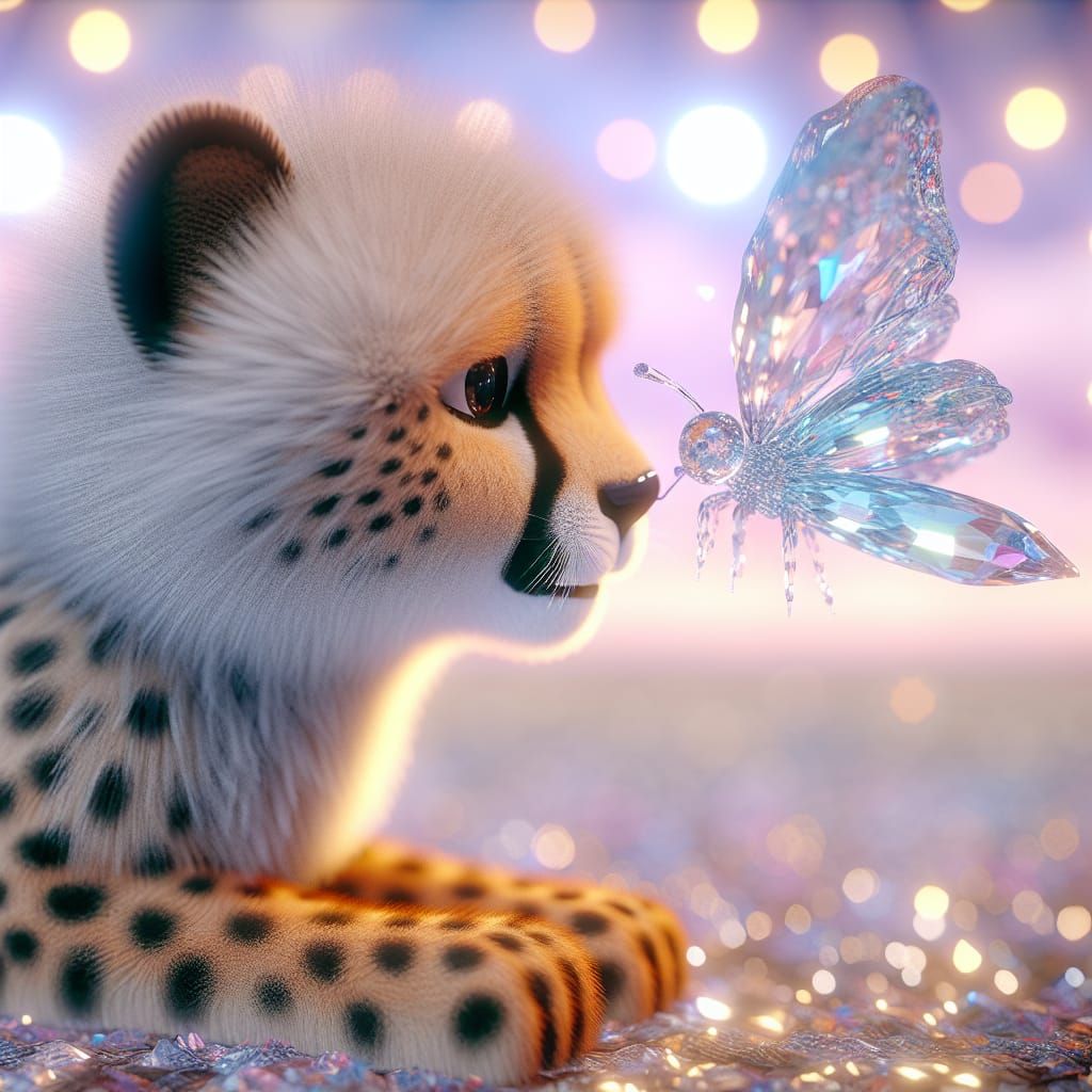 Crystal Butterfly Boops Cheetah Cub: Enchanted Garden