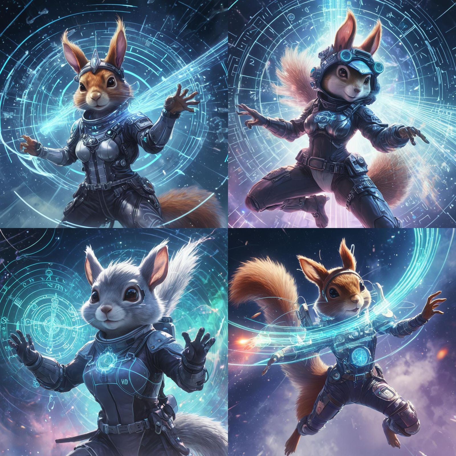 Sci-Fi Witch Squirrel Skydiving, Anime Style