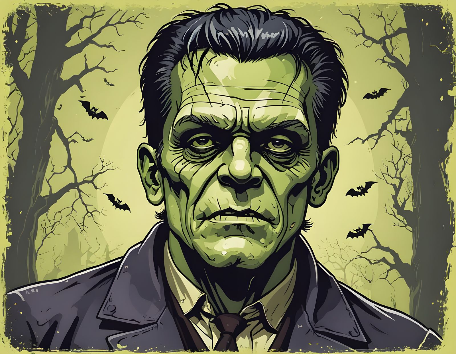 Frankenstein Halloween Vector Art Illustration