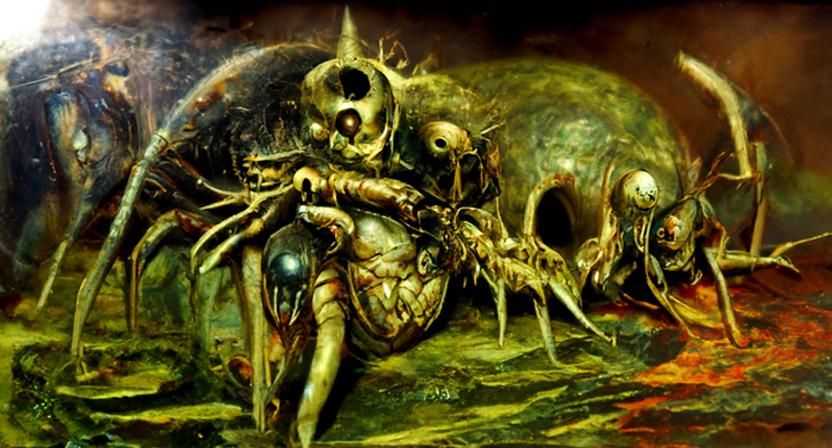 Lovecraftian Biomechanical Horror in Grimdark Style