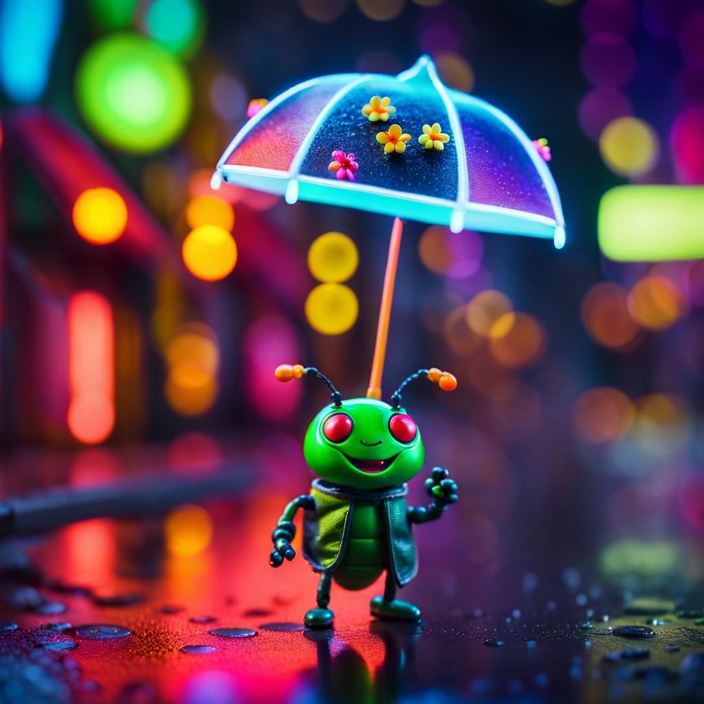 Coming Home: Neon lights in a busy bug city