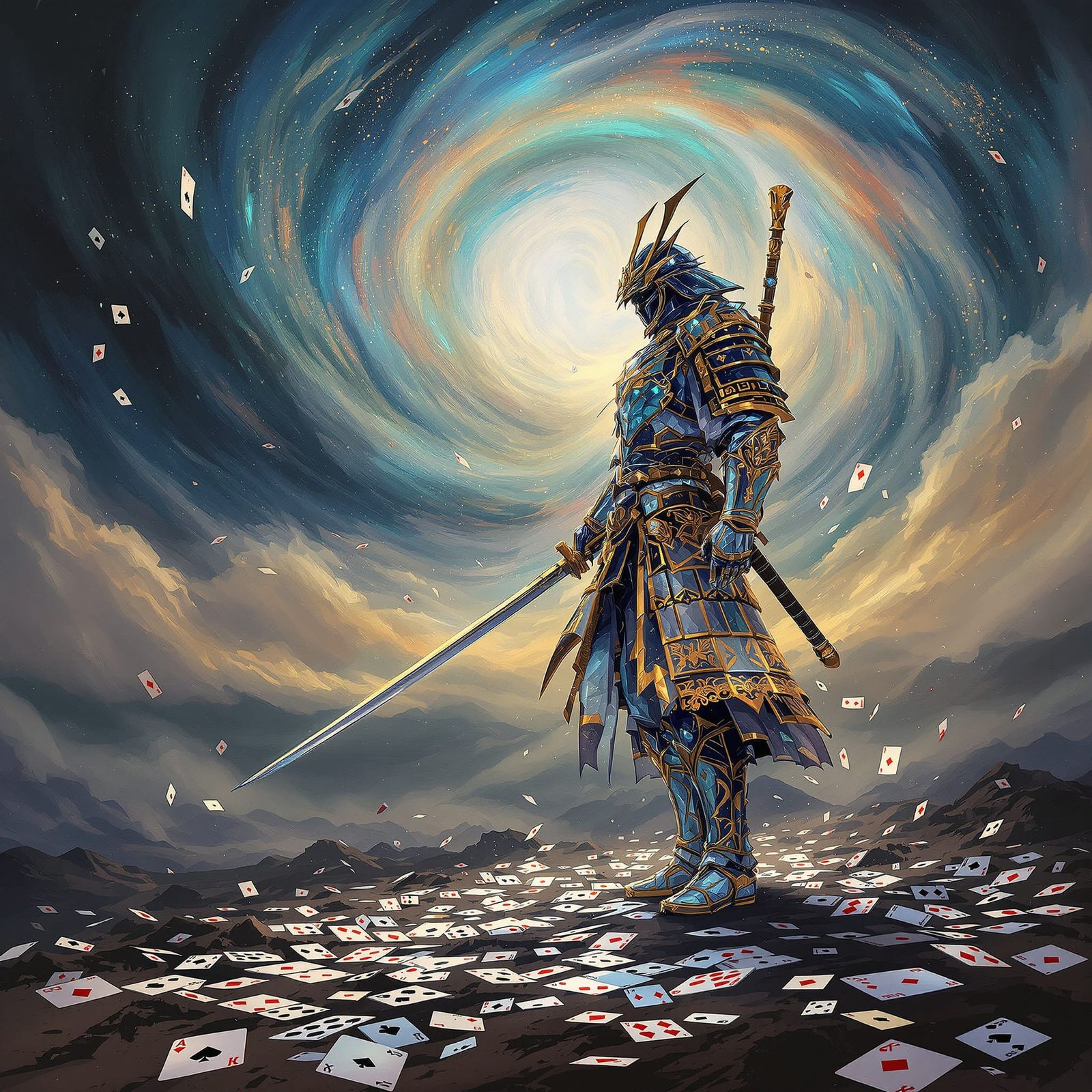 Crystalline Samurai on Battlefield of Cards