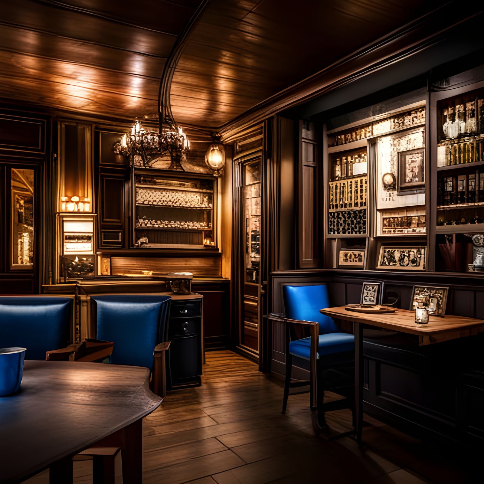 Cozy French Coffee Cafe at Night in HDR