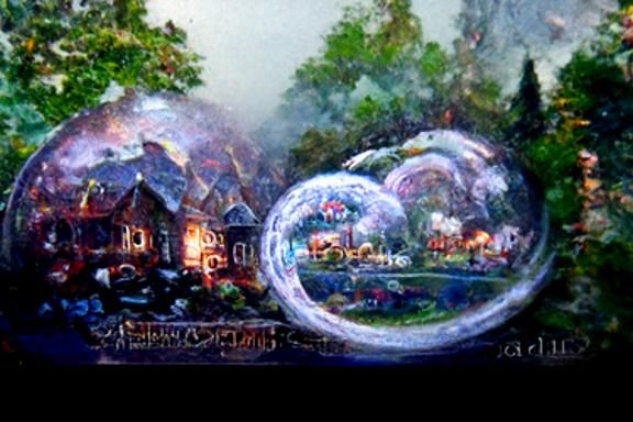 Ethereal Circle in Misty Fantasy Landscape