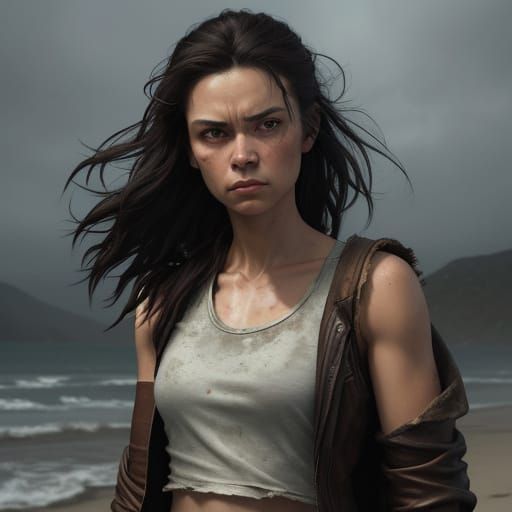Strong and Determined Heroine in a Gritty, Cinematic Portrai...