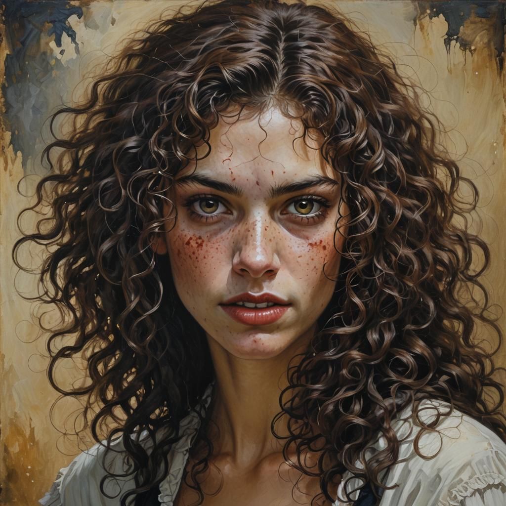 Latina Vampire Portrait in Oil Painting Style