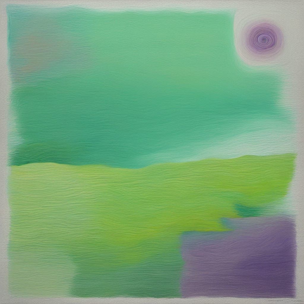 Surreal Abstract Painting of Amethyst Summer Green