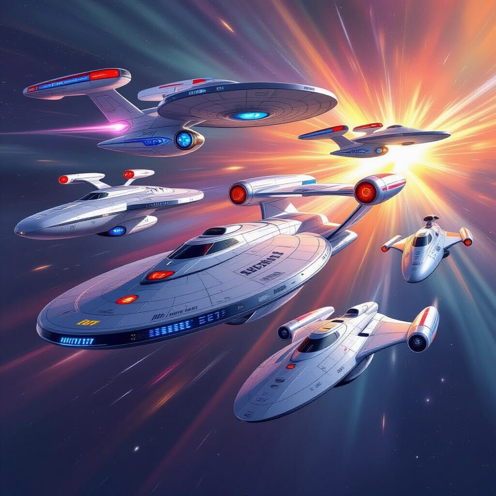 Star Trek Enterprise Fleet in Hyperrealistic Splash Art