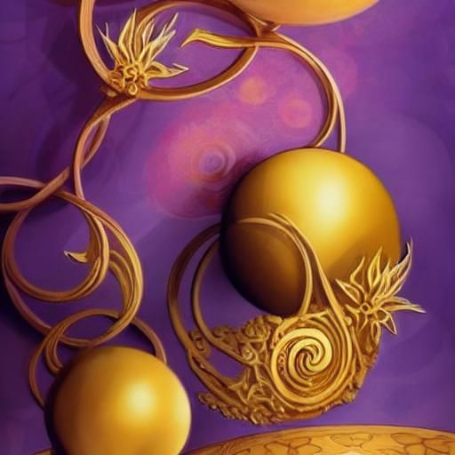 Golden Framed Map with Art Nouveau Details