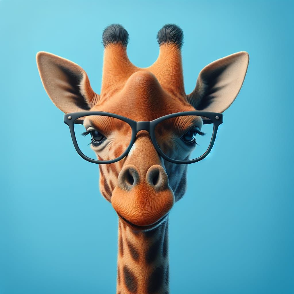 Giraffe with Vintage Glasses in Photorealistic Portrayal
